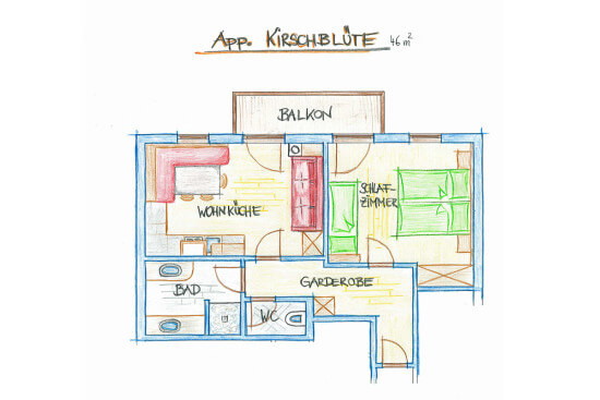 Grundriss Ferienwohnung Kirschblüte