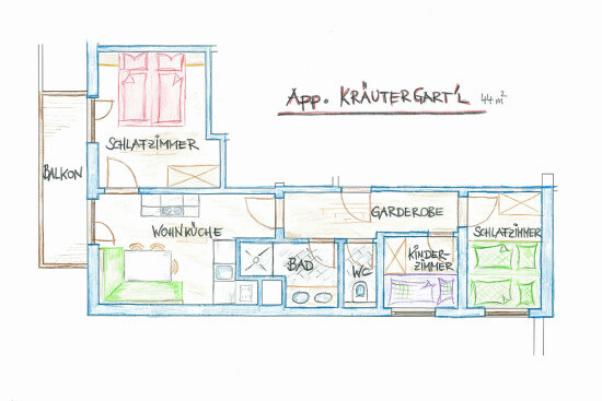 Grundriss Ferienwohnung Kräutergartl